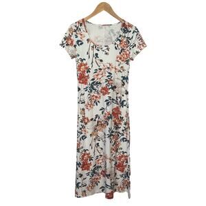 Peruvian Connection Maxi Dress Women's‎ Size XS Ivory Floral Pima Modal Stretch